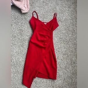 Red Asymmetrical Mini Dress